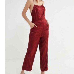 Urban Outfitters Lily Leopard Jacquard Lace Up Jumpsuit